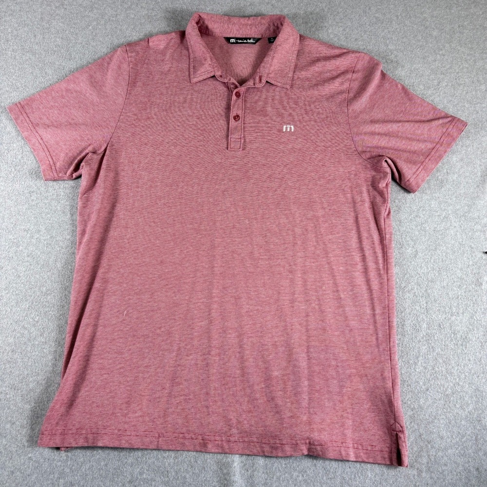 TravisMathew Polo Shirt Mens XL Red Premium Lightweight Washed Stretch
